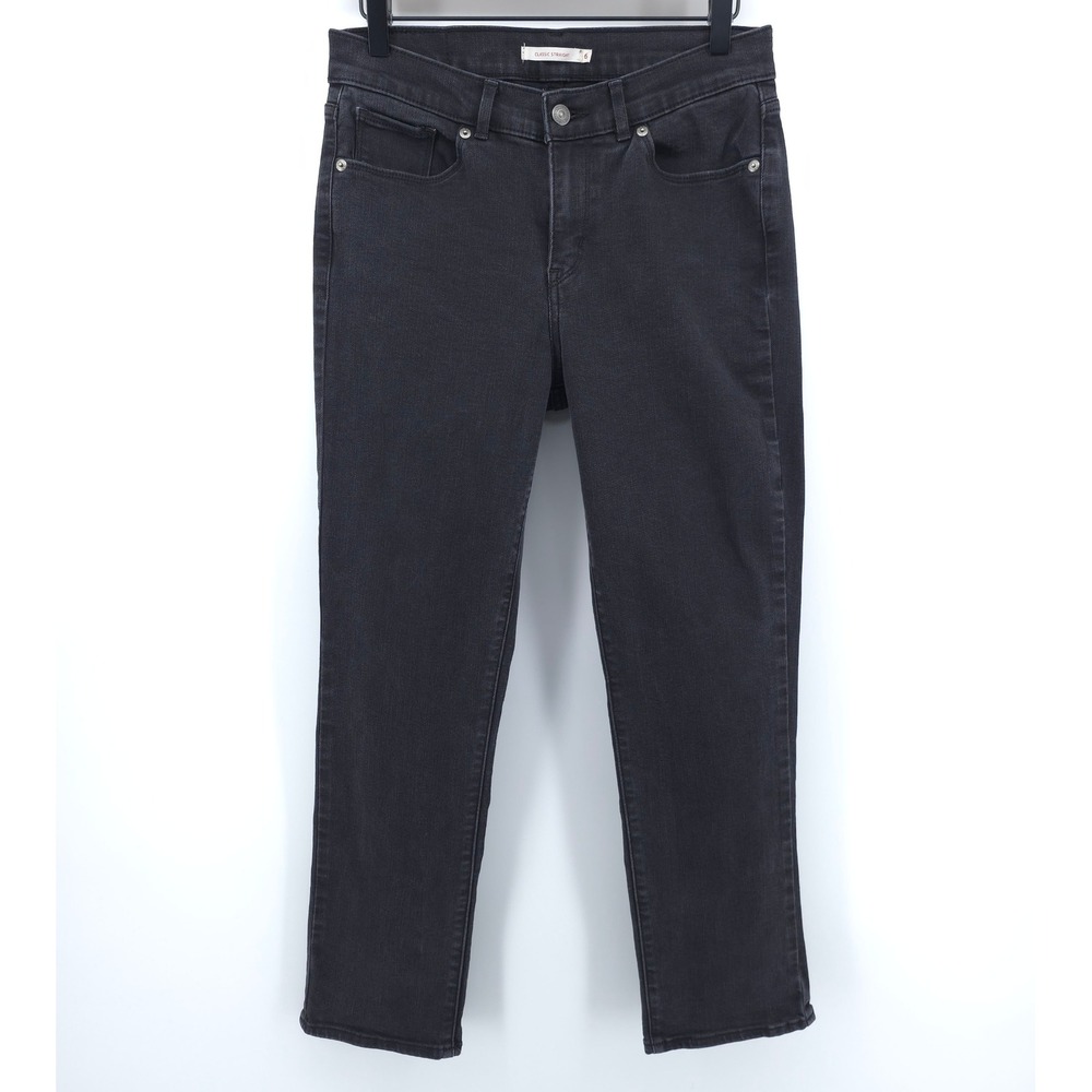 Levi's Womens Jeans Classic Straight Size 6‎ Black Denim Stretch Mid Rise